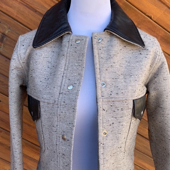 Roffe Vintage Ski Blazer Jacket Tweed Leather Size Large - Picture 3 of 12
